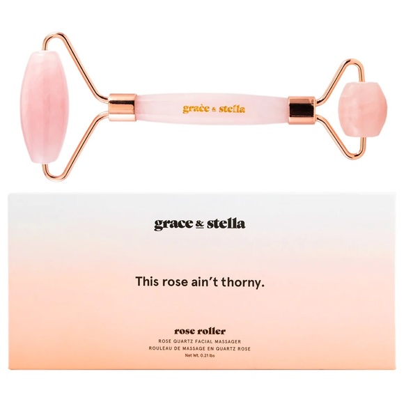 Rose Quartz Facial Roller by Grace & Stella in Pink and Rose Gold - Picture 1 of 13